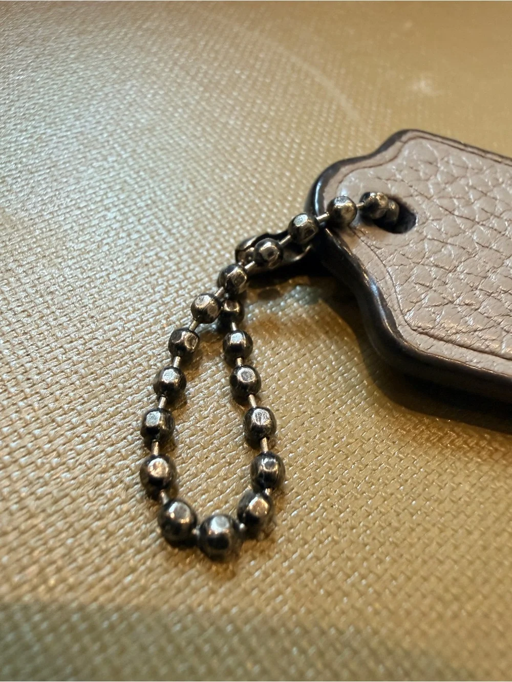Coach Gray Leather Hangtag Keychain Bag Charm Replacement Tag Vintage
